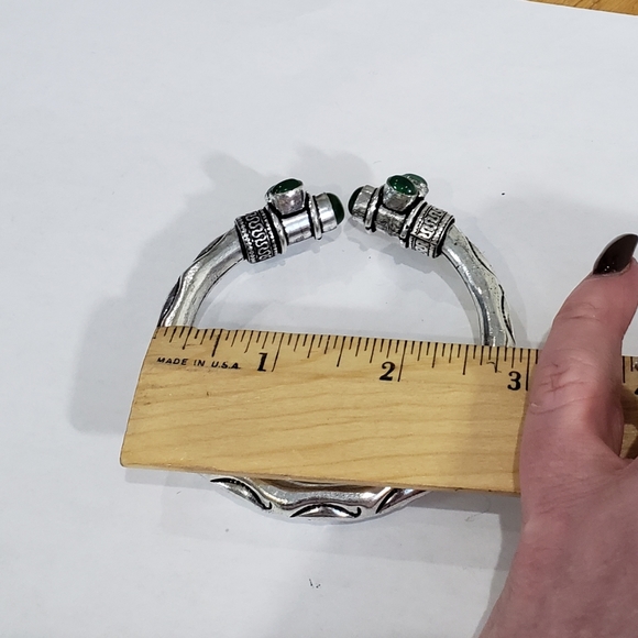 Green Onyx Multi Gemstone 925 Silver Handmade Designed Adj Cuff Bracelet - Picture 11 of 15